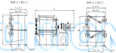 DSF電動鎖氣翻板卸灰閥外形尺寸圖